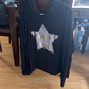 Lauren Moshi Black Soft Pullover Dripping Star